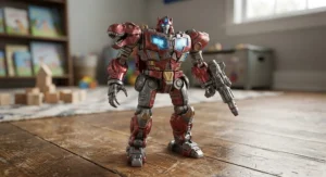 A large, high-quality dinosaur transformer toy for boys that stands up as a powerful robot