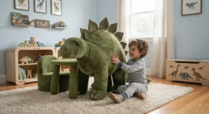 A durable and safe giant dinosaur stuffed animal suitable for toddler boys to play with