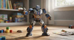 A durable transforming action figure robot toy popular for boys aged five to seven.
