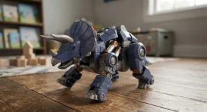 Durable triceratops dinosaur transformer toy for boys with easy-to-use snap joints