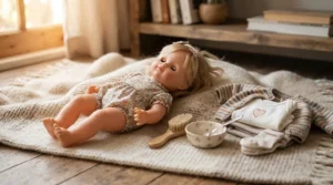 A complete doll accessories bundle included with a baby doll with accessories for toddlers.