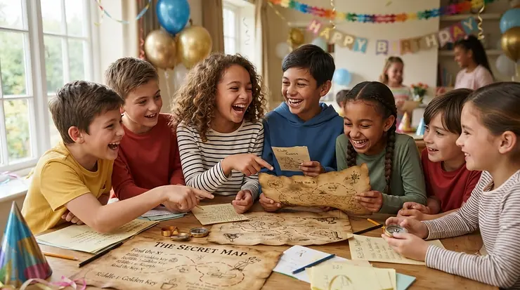 Treasure hunt toy set for boys set up as a fun party game activity